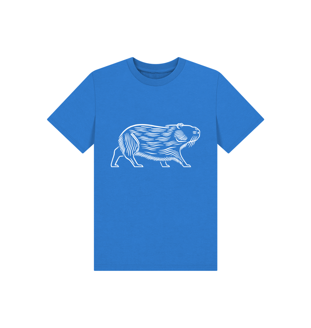 Bright Blue Printed Kids T-Shirt Front