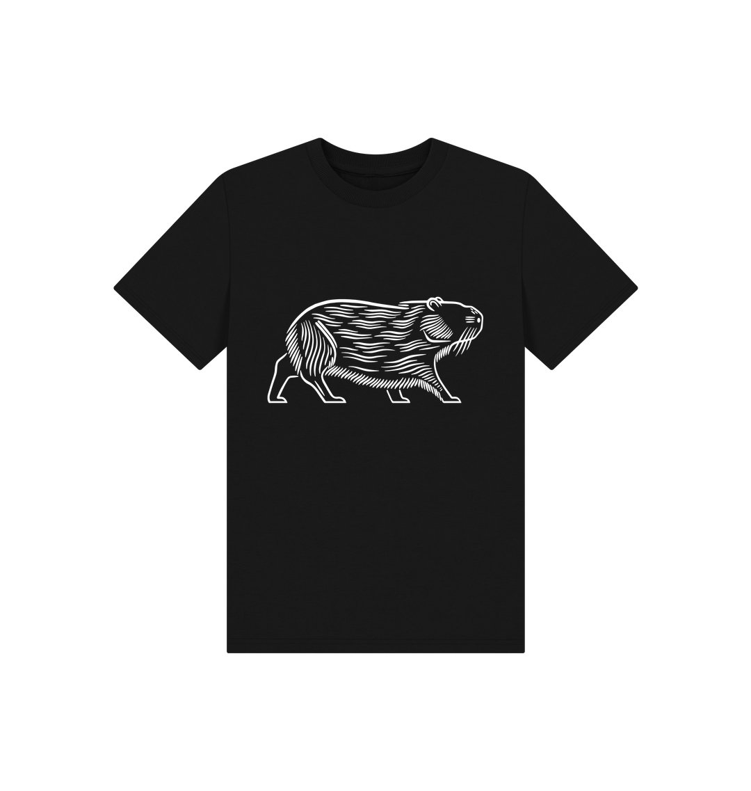 Black Printed Kids T-Shirt Front