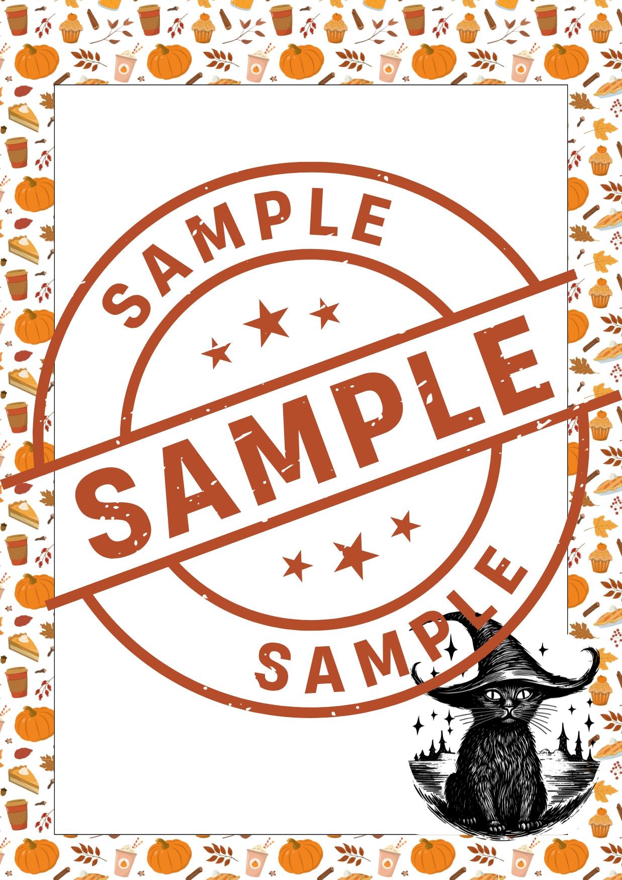 Pumpkin Spice and Witches Cat A4 Notepaper
