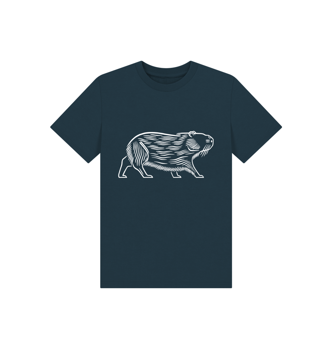 Denim Blue Printed Kids T-Shirt Front
